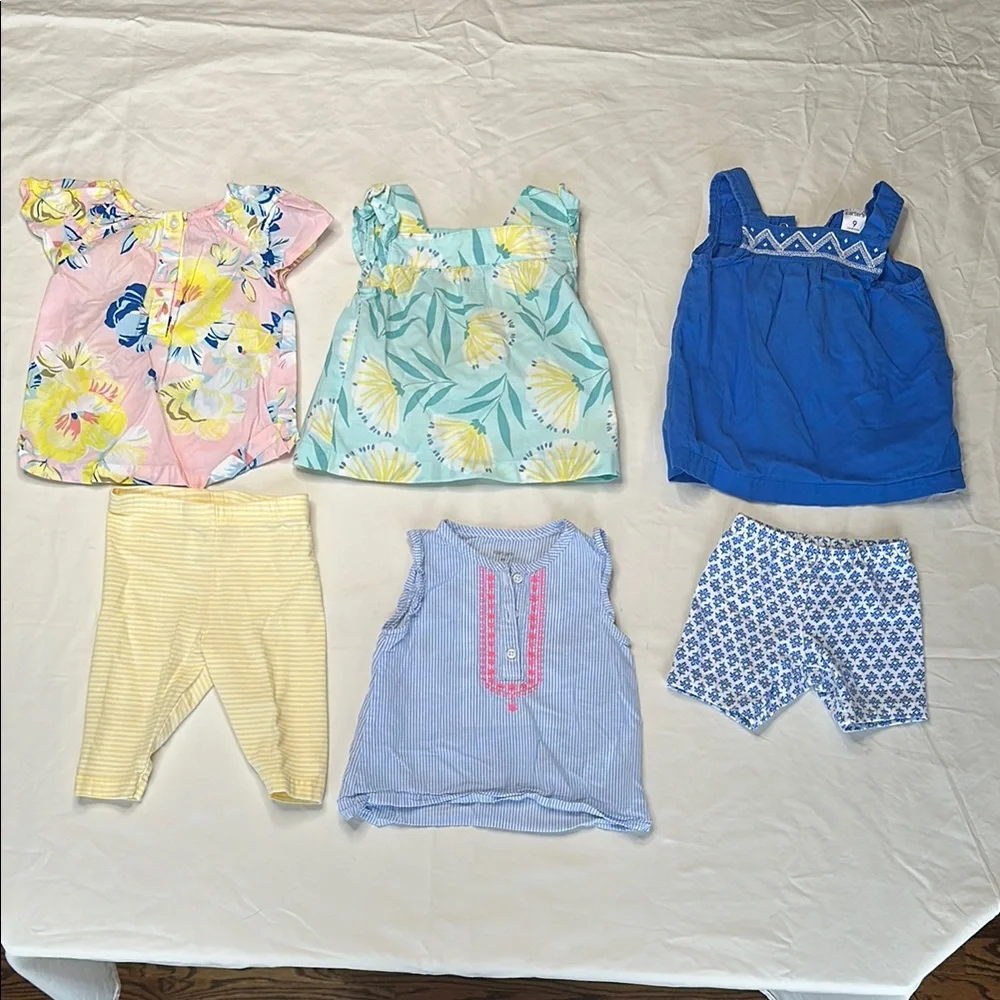 Carters size 9 months baby bundle of summer sets. Mix and match tops and pants.